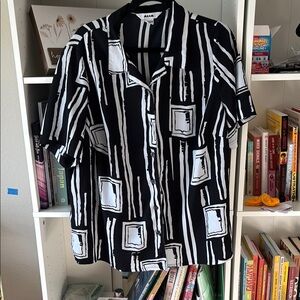 Alia Black and White Striped Shirt